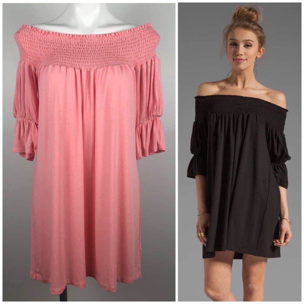 James & Joy Pink Audrey Off-the-Shoulder Dress S